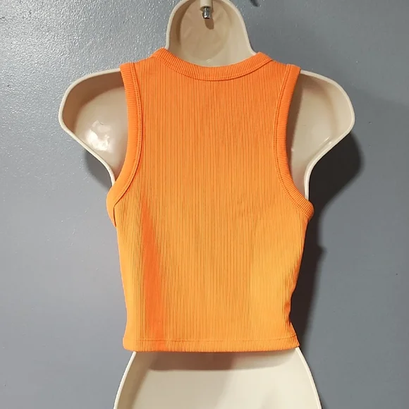 H&M Vibrant Orange Tank Vest Cropped Top - Picture 14 of 17